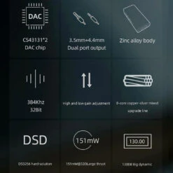 AUDIOCULAR - TP20 Pro CS43131 Portable DAC & Amp 26 AUDIOCULAR - TP20 Pro CS43131 Portable DAC & Amp -Audio Headphone Store Concept Kart AUDIOCULAR TP20 Pro CS43131 Portable DAC Amp Black 9 7
