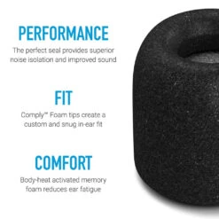 Comply – TX400 Isolation+ Memory Foam Eartips For IEMs 8 Comply – TX400 Isolation+ Memory Foam Eartips For IEMs -Audio Headphone Store Concept Kart Comply TX400 M blk 1 5
