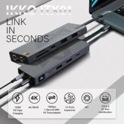 IKKO - ITX01 10 IN 1 USB C Dac Hub 19 IKKO - ITX01 10 IN 1 USB C Dac Hub -Audio Headphone Store Concept Kart IKKO ITX01 Multifunctional Docking Station Black 8 8
