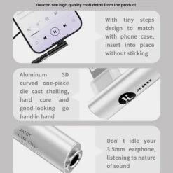 JCALLY - JA10T Lighting Male To 3.5mm Female Audio Adapter -Audio Headphone Store Concept Kart JCALLY JA10T LightingFemaleto3.5mmMaleAudioAdapter 1 10
