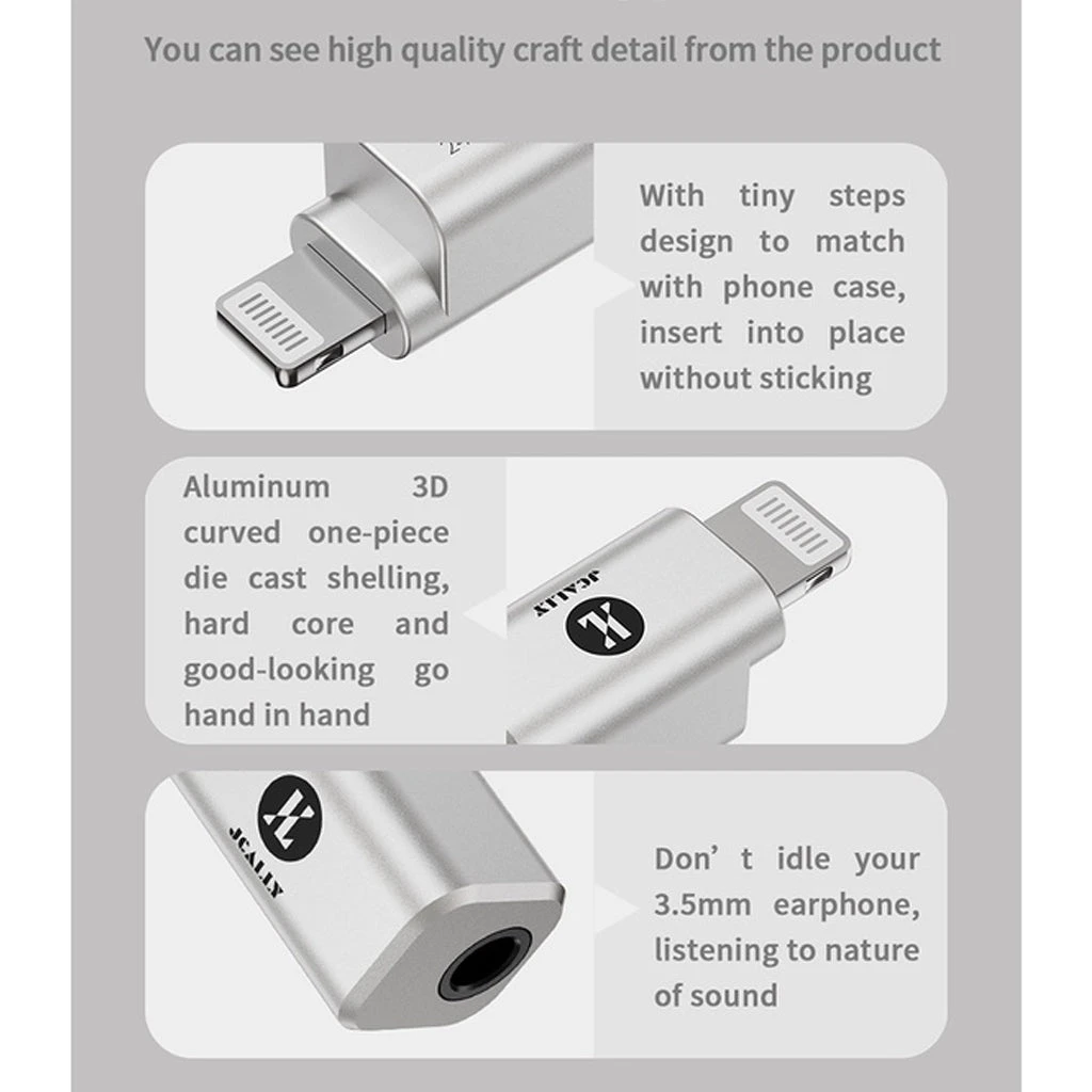 JCALLY - JA10i Lighting Male To 3.5mm Female Audio Adapter 8 JCALLY - JA10i Lighting Male To 3.5mm Female Audio Adapter - Image 8