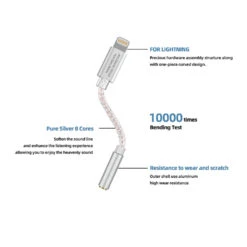JCALLY - JM35L Lighting Male To 3.5MM Female DAC & Amp -Audio Headphone Store Concept Kart JCALLY JM35L Lighting Male to 3.5MM Female Audio Adapter Silver 1 4