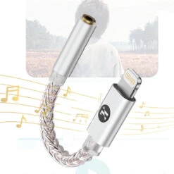 JCALLY - JM35L Lighting Male To 3.5MM Female DAC & Amp -Audio Headphone Store Concept Kart JCALLY JM35L Lighting Male to 3.5MM Female Audio Adapter Silver 1 5