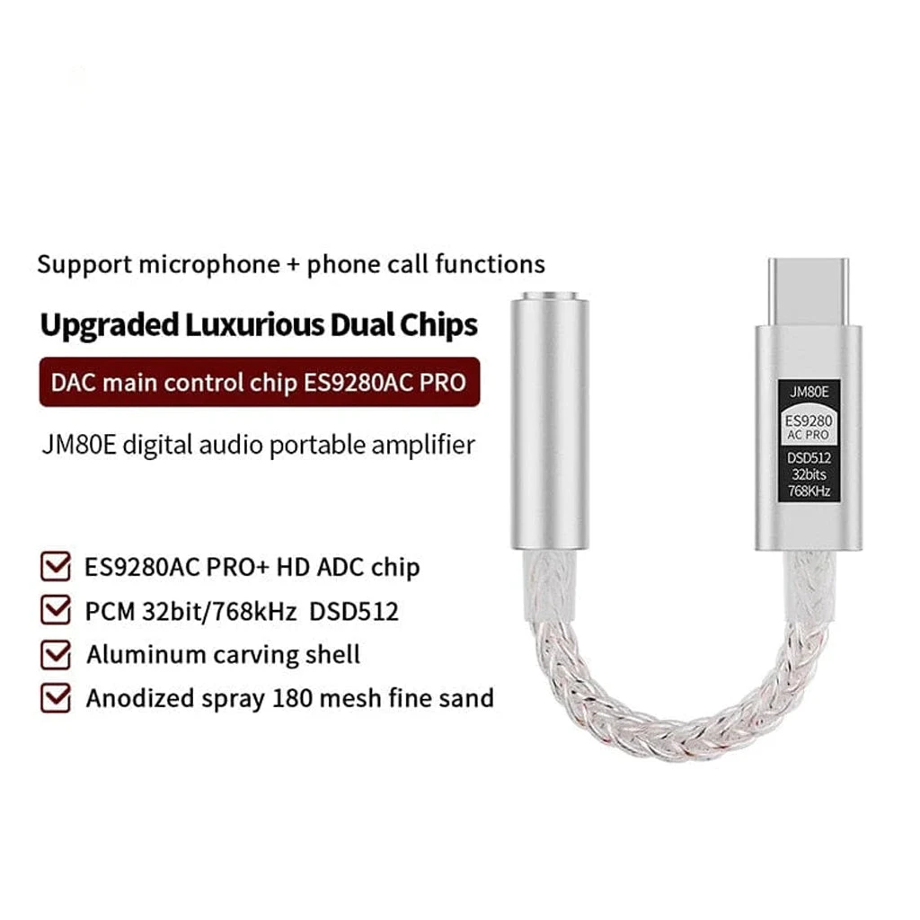 JCALLY - JM80E Type C Male To 3.5mm Female Portable DAC Dongle 2 JCALLY - JM80E Type C Male To 3.5mm Female Portable DAC Dongle - Image 2