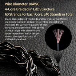 KBEAR - 4 Core Upgraded Cable For IEM -Audio Headphone Store Concept Kart KBEAR 4 Core Upgraded Cable for IEM 4.4 mm 2.jpg 5