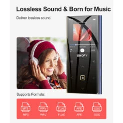 SWOFY - M2 Portable Music Player -Audio Headphone Store Concept Kart SWOFY M2 Digital Music Player Black 5 1