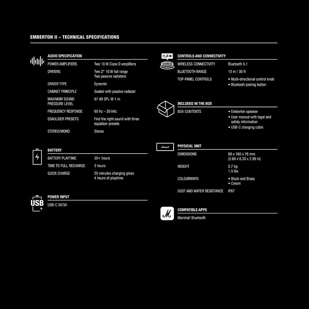 Marshall - Emberton II Portable Wireless Speaker 14 Marshall - Emberton II Portable Wireless Speaker - Image 14